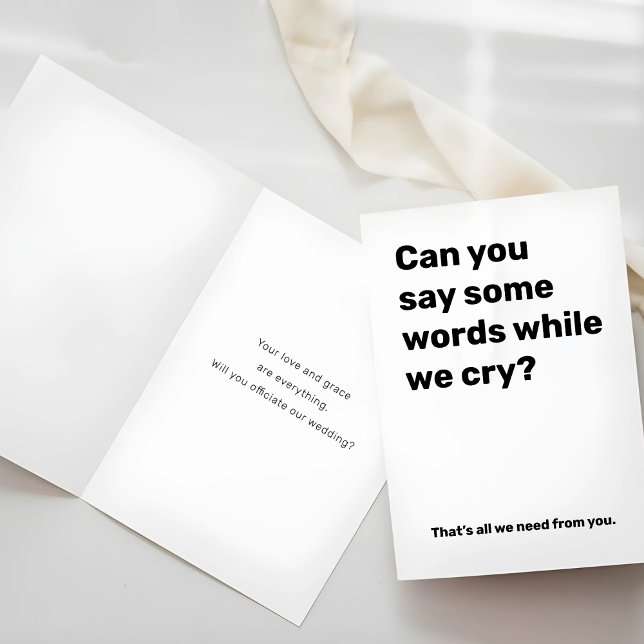 Cartão Proposta Oficiosa De Casamento - Diga Algumas Pala (Funny Wedding Officiant Proposal – Say Some Words Card)