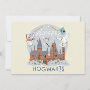 Cartão Propriedade de Hogwarts Gráfico de Desenho Animado