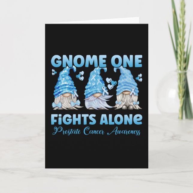 Cartão Prostate Cancer Awareness Light Blue Gnome (Frente)