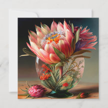 Protea Tropical King em belo vaso de vidro
