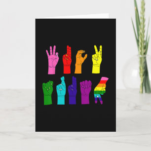 Cartão Protesto Língua de Sinais ASL Anti-Trump LGBTQ+