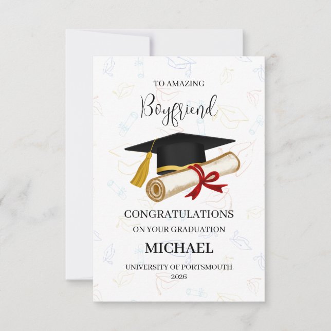 Cartão Proud Boyfriend Graduation Personalized (Frente)
