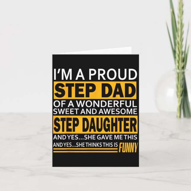 Cartão Proud Step Dad Father Day Gift For Stepdad From St (Frente)