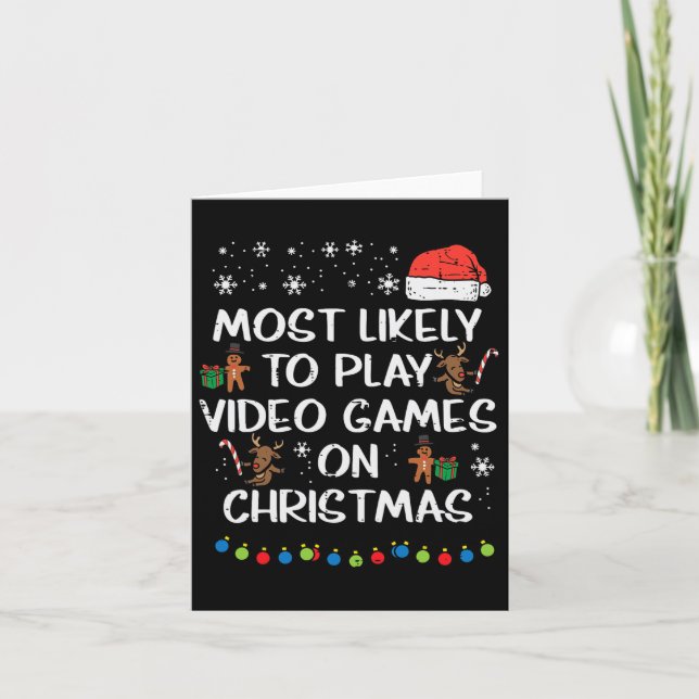 Cartão Provavelmente Jogam Video Games Natal Xmas Família (Frente)