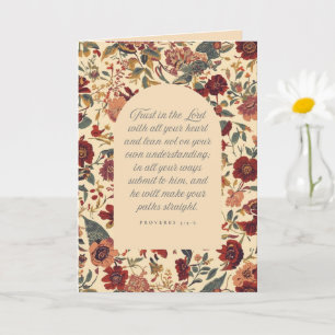 Cartão Provérbios 3:5–6 Confie no Senhor Floral Vintage