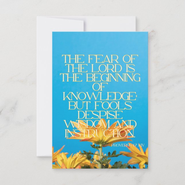 Cartão Proverbs 1:7 KJV - saudação de pic com script de B (Frente)