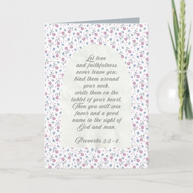 Cartão Proverbs 3:3–4 Floral Scripture  (Frente)