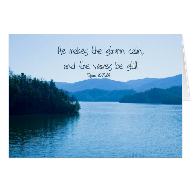 Cartão Ps 107:29 Ele faz a tempestade acalmar (Frente Horizontal)