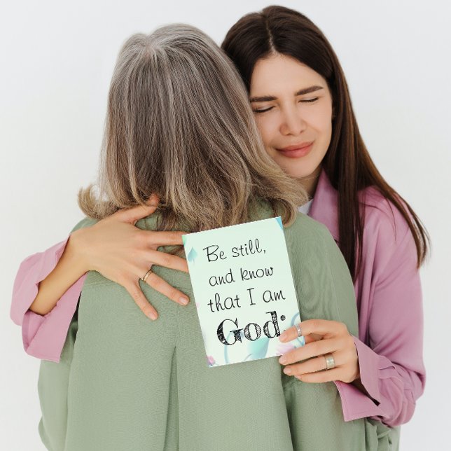 Cartão Psalm 46 Ser Verde Motivacional Floral (Criador carregado)