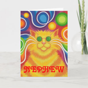 Cartão Psy-cat-delic 'Nephew' 'groovy birthday' card