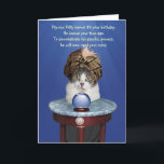 Cartão Psychic Mikie Funny Birthday<br><div class="desc">Cartão engraçado personalizável com o Psychic Mikie. Você pode personalizar todo o texto e alterar as fontes. O fundo de raios azuis na frente é obrigado para PublicDomainPictures.net O turbante é obrigado para uma foto de clker.com e a bola de vidro também. Você pode mover a bola de vidro ou...</div>