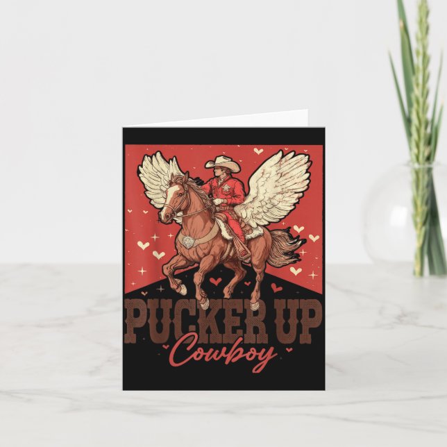 Cartão Pucker Up Cowboy Funny Western Valentines  (Frente)