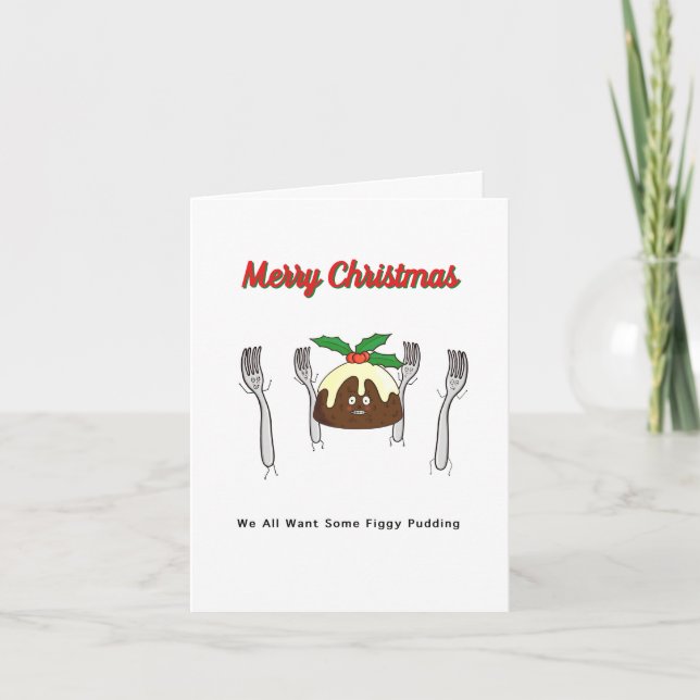 Cartão Pudim de figos, engraçado, Feliz Natal (Frente)