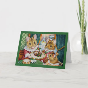Cartão Pudim de Natal Ratos de Natal de Dickens Arte em A