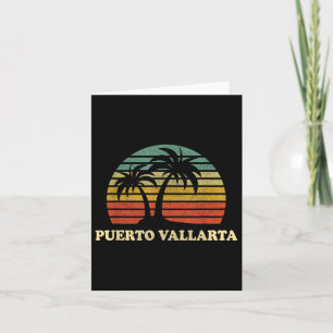 Cartão Puerto Vallarta México Praia Palmeira Retro 70s B