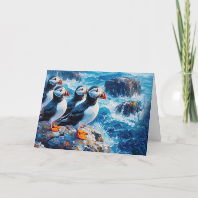 Cartão Puffins (Frente)