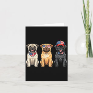 Cartão Pug 4 De Julho Bandeira Americana Cachorro Patriot
