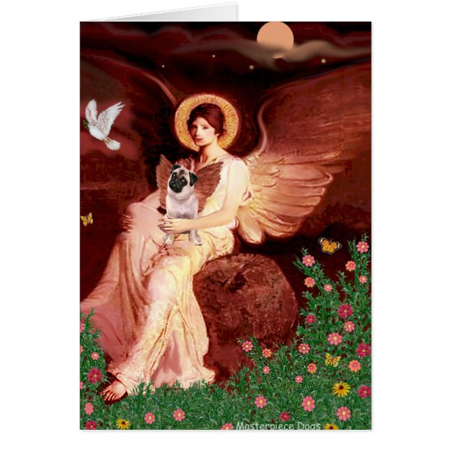 Cartão Pug 5 (fawn) - Anjo Sentado (Frente)
