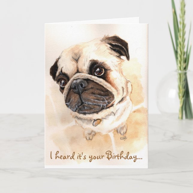 Cartão Pug Birthday Card (Frente)
