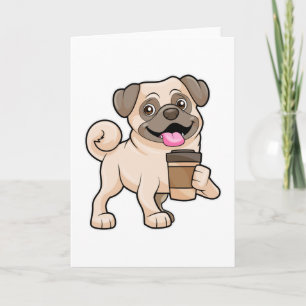 Cartão Pug com Café para levar