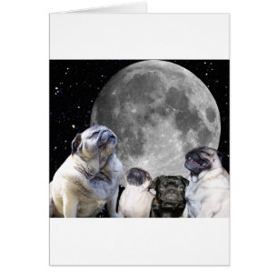 Cartão Pug da lua do Pug quatro