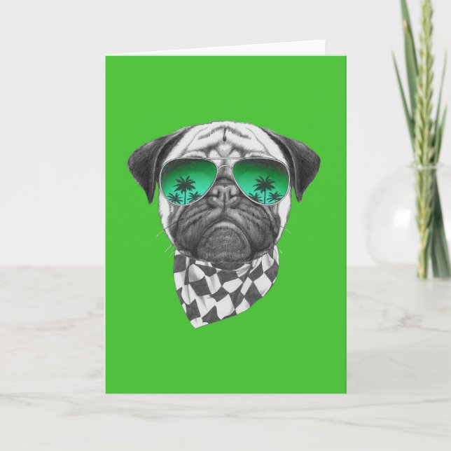 Cartão Pug de Miami (Frente)