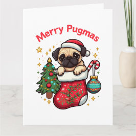 Cartão Pug de Natal "Feliz Pugmas" bonito