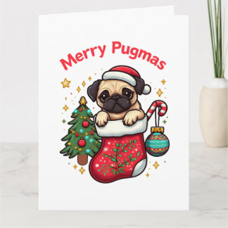 Cartão Pug de Natal "Feliz Pugmas" bonito