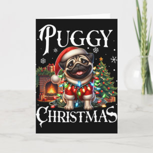 Cartão Pug de Natal Pug Natal Pug Papai Noel Pug