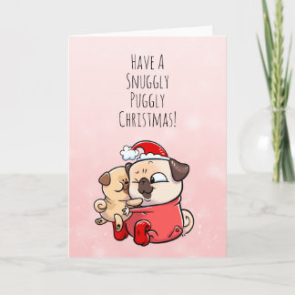 Cartão Pug de Natal Puggly