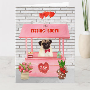 Cartão Pug Dia de os namorados Cachorro Beijando Booth