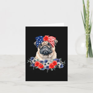 Cartão Pug Dog Ndana American Flag 4 De Julho
