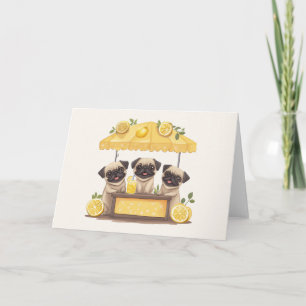 Cartão Pug Dogs Lemonade Stand