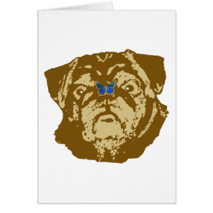 Cartão Pug e borboleta