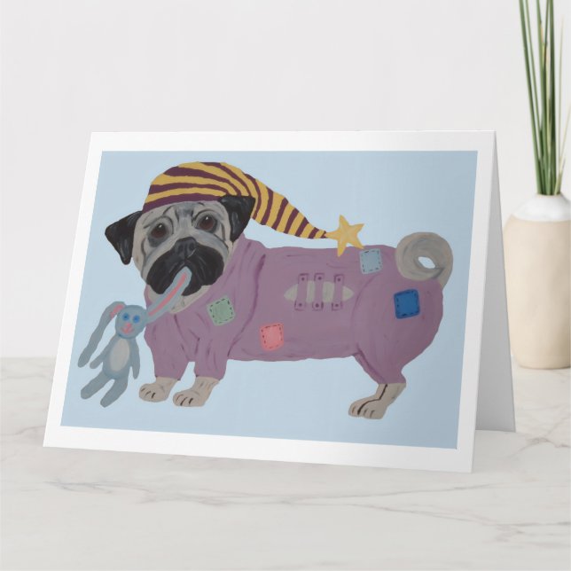 Cartão Pug em PJs  (Frente)