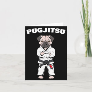 Cartão Pug Fofo de Jiu Jitsu Faixa Preta Bjj Jiujitsu