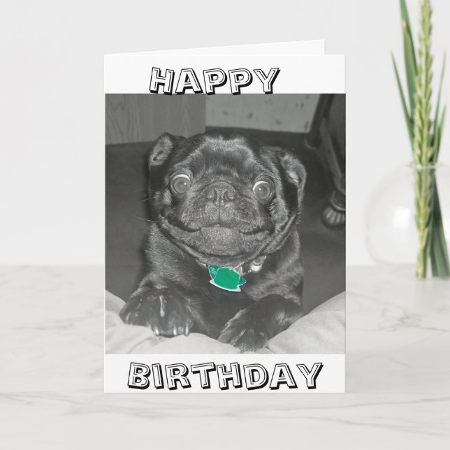 Cartão Pug Happy Birthday (Frente)
