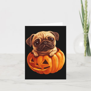 Cartão Pug In Pumpkin Halloween Pugkin Cute Pug Halloween
