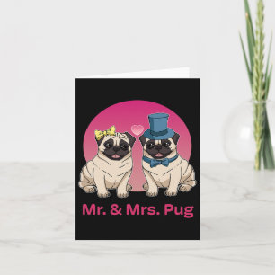 Cartão Pug Lover Wedding Newlywn Bride Groom Sr. e Sra.