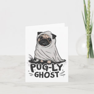 Cartão Pug ly Ghost Funny Dog Puns Halloween Pug Owners S