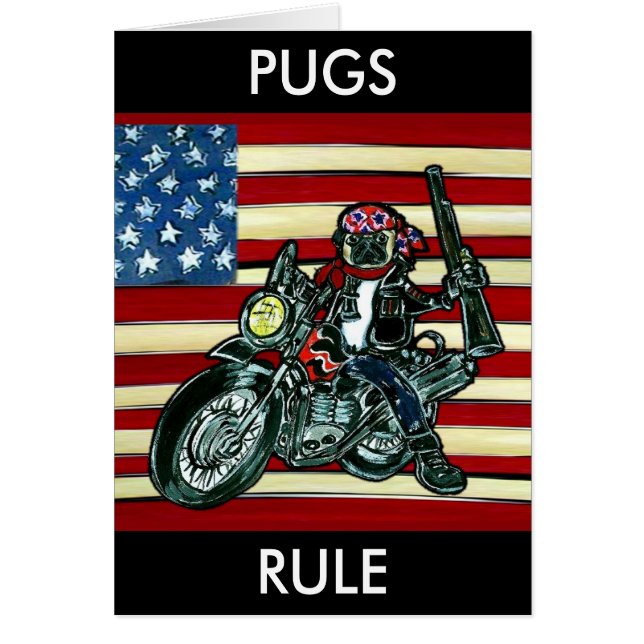 Cartão Pug Motoqueiro (Frente)