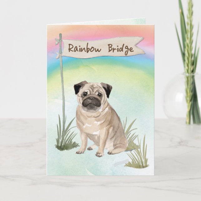 Cartão Pug Pet Sympathon Rainbow Bridge (Frente)