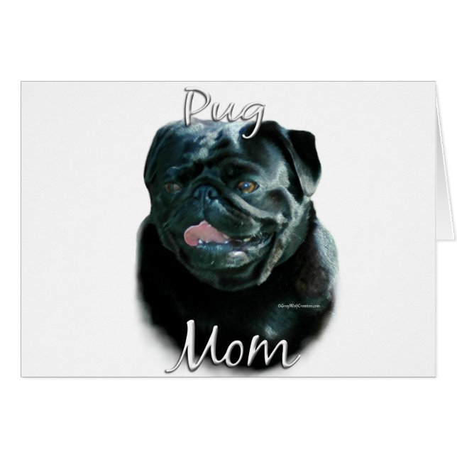 Cartão Pug (preto) Mãe 2 (Frente Horizontal)