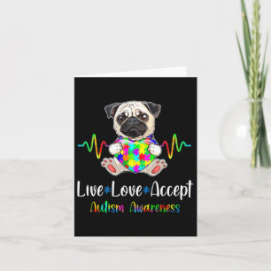 Cartão Pug Quebra-cabeça Piece Live Love Aceitar Consciên