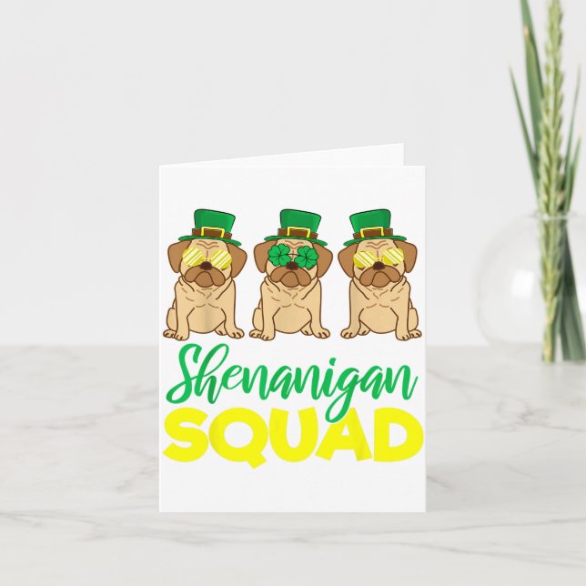 Cartão Pug Squad Funny Lucky St Patricks Day 2020 Team Gr (Frente)