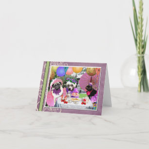 Cartão Pug Tea Party
