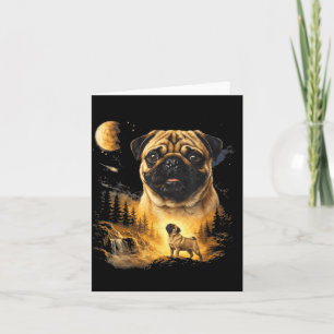 Cartão Pug Uivando para a Lua Vintage 90s Cachorro Engraç
