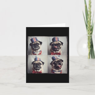 Cartão Pug Vintage Photo Machine Style, Dia da Independên