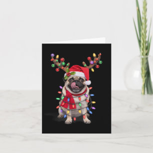 Cartão Pug With Reindeer Antlers Embalados Na Porra De Na