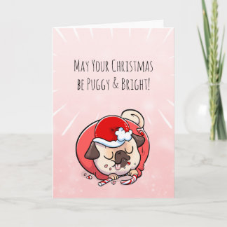 Cartão Puggy and Bright Christmas pug card